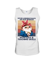 An Old Woman With Cats And Teaching Skills Unisex Tank tile