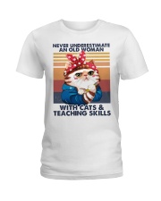 An Old Woman With Cats And Teaching Skills Ladies T-Shirt front