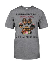Woman Needs Dogs To Survive On Books Classic T-Shirt tile