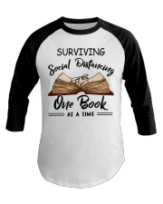 Surviving Social Distancing One Book At A Time Baseball Tee tile