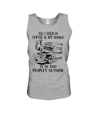 All I Need Is Coffe And My Books Unisex Tank tile
