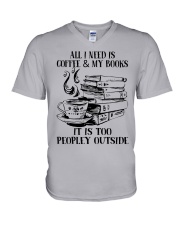 All I Need Is Coffe And My Books V-Neck T-Shirt tile