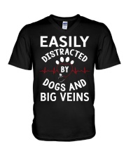 Easily Distracted By Dogs And Big Veins V-Neck T-Shirt tile