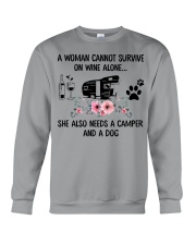 Woman Also Needs A Camper And A Dog On Wine Crewneck Sweatshirt thumbnail