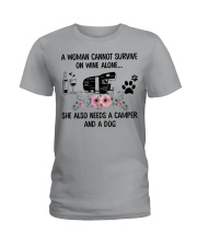 Woman Also Needs A Camper And A Dog On Wine Ladies T-Shirt front