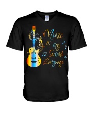 Music Is My Second Language V-Neck T-Shirt tile