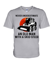 Never Underestimate An Old Man With A Skid-Steer V-Neck T-Shirt tile