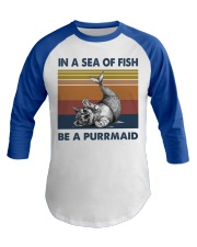 In A Sea Of Fish - Be A Purrmaid Baseball Tee tile