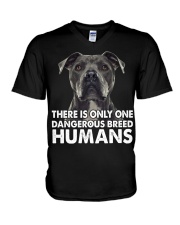 There Is Only One Dangerous Breed Humans V-Neck T-Shirt tile