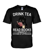 Drink Tea - Read Books V-Neck T-Shirt tile