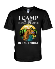 I Camp So I Dont Punch People V-Neck T-Shirt tile