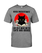 Never Underestimate An Old Man With Cats And Books Premium Fit Mens Tee tile