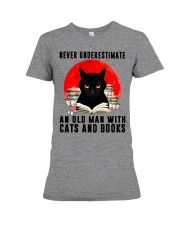 Never Underestimate An Old Man With Cats And Books Premium Fit Ladies Tee tile