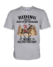 Riding Solves Most Of My Problems V-Neck T-Shirt tile