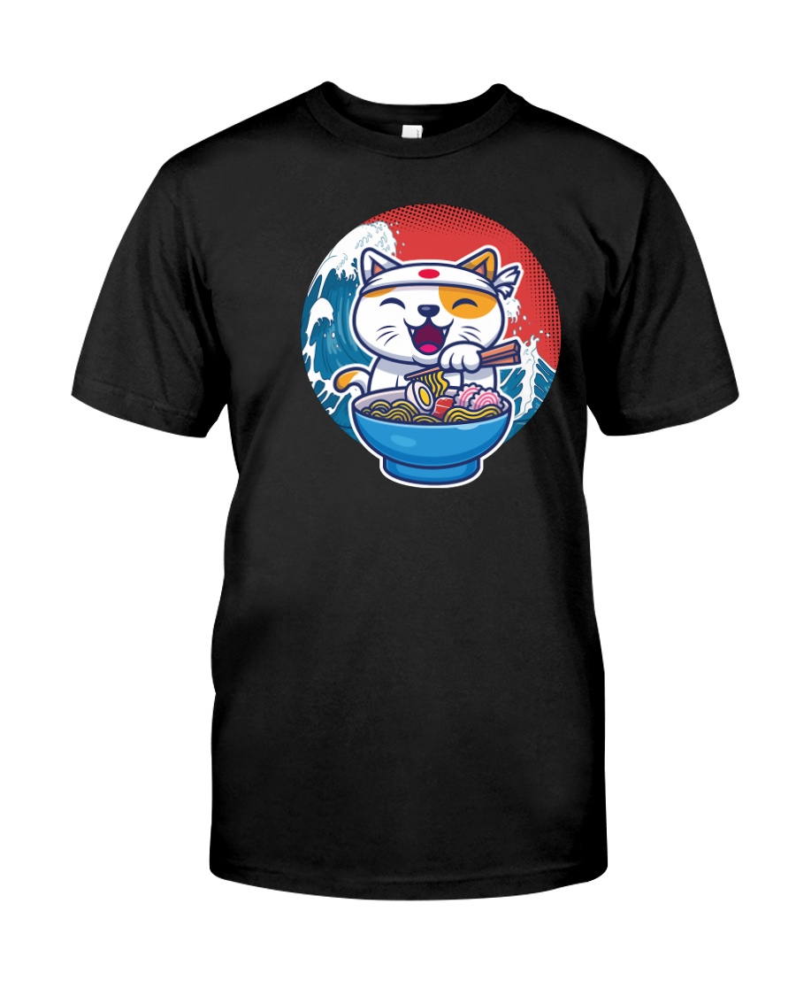 cat eat ramen retro and vintage illustration Classic T-Shirt