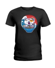 cat eat ramen retro and vintage illustration Ladies T-Shirt thumbnail
