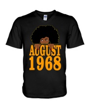 August 1968 54th Birthday 54 Years Old Black Women Girls V-Neck T-Shirt tile