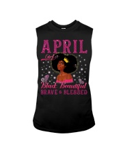April Girl Black Beautiful Brave Blessed African Birthday Sleeveless Tee tile