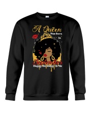 A Queen Was Born In September Happy Birthday Afro Black Crewneck Sweatshirt tile