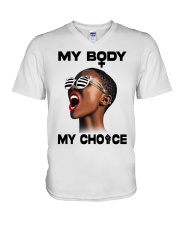 My body my choice V-Neck T-Shirt tile
