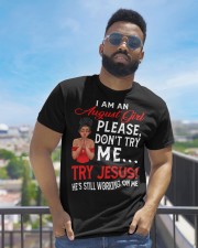 I Am A August Girl Don't Try Me Try Jesus Birthday Afro Classic T-Shirt apparel-classic-tshirt-lifestyle-front-230