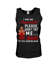 I Am A August Girl Don't Try Me Try Jesus Birthday Afro Unisex Tank tile