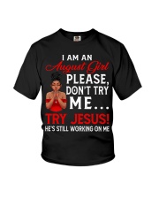I Am A August Girl Don't Try Me Try Jesus Birthday Afro Youth T-Shirt tile