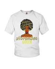 Black African American Melanin Afro Queen November Birthday Youth T-Shirt tile