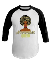 Black African American Melanin Afro Queen November Birthday Baseball Tee tile