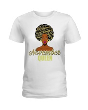 Black African American Melanin Afro Queen November Birthday Ladies T-Shirt tile
