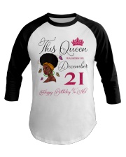 This Queen Was Born On December 21 Afro Girl Natural Hair Baseball Tee tile