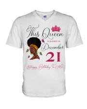 This Queen Was Born On December 21 Afro Girl Natural Hair V-Neck T-Shirt tile