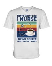 i nurse i drink coffee - vintage V-Neck T-Shirt tile