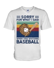 baseball what i say V-Neck T-Shirt tile