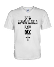 My grandkids V-Neck T-Shirt tile
