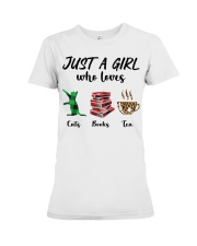 Cats Books Tea Premium Fit Ladies Tee tile