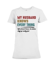 never underestimate woman Premium Fit Ladies Tee tile