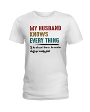 never underestimate woman Ladies T-Shirt tile