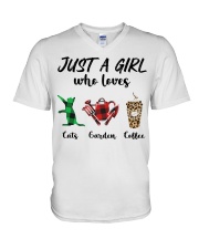 Cats Garden Coffee V-Neck T-Shirt tile