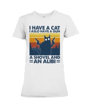 cat gun shovel alibi Premium Fit Ladies Tee tile