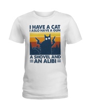 cat gun shovel alibi Ladies T-Shirt tile