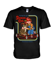 CARING FOR YOUR DEMON CAT 72 V-Neck T-Shirt thumbnail