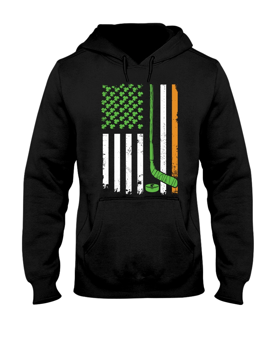 Irish American Hockey Flag Shirt Hockey St Patrick Hooded Sweatshirt
