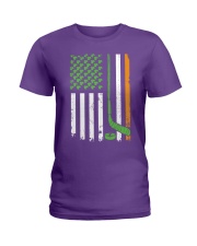 Irish American Hockey Flag Shirt Hockey St Patrick Ladies T-Shirt thumbnail