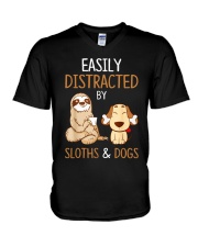 Easily Distracted By Sloths And Dogs Tshirt Sloth V-Neck T-Shirt thumbnail