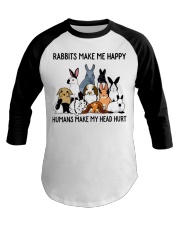 RABBITS MAKE ME HAPPY Baseball Tee thumbnail