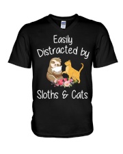 Easily Distracted By Sloths And Cats Tshirt Sloth V-Neck T-Shirt thumbnail