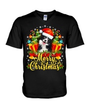 Merry Christmas Border Collie Mom Dad Christmas V-Neck T-Shirt thumbnail