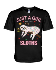 Just a Girl Who Loves Sloths T-Shirt Gift For Slot V-Neck T-Shirt thumbnail