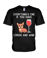 Corgie Wine Welsh Corgi Dog Red Wine Lover Gift N4 V-Neck T-Shirt thumbnail